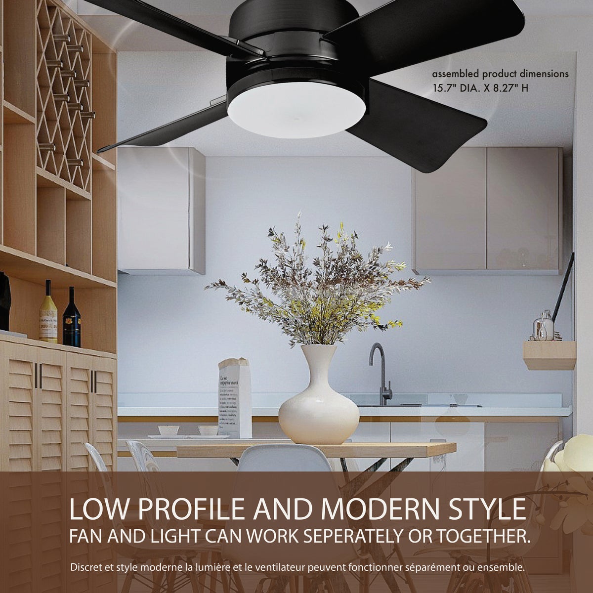 Bell+Howell Black Ceiling Socket Fan/Light Image 2