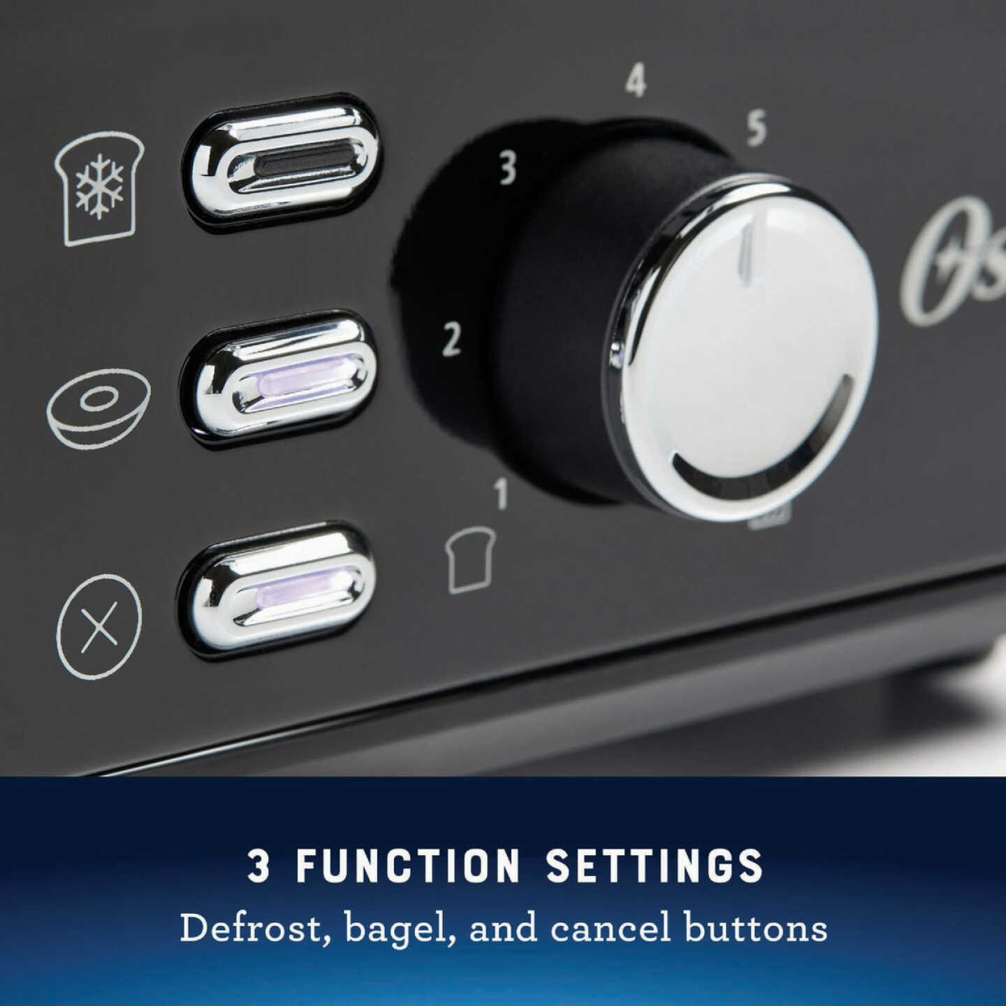 Oster Black Stainless Steel 2-Slice Toaster with Extra Wide Slots Image 5