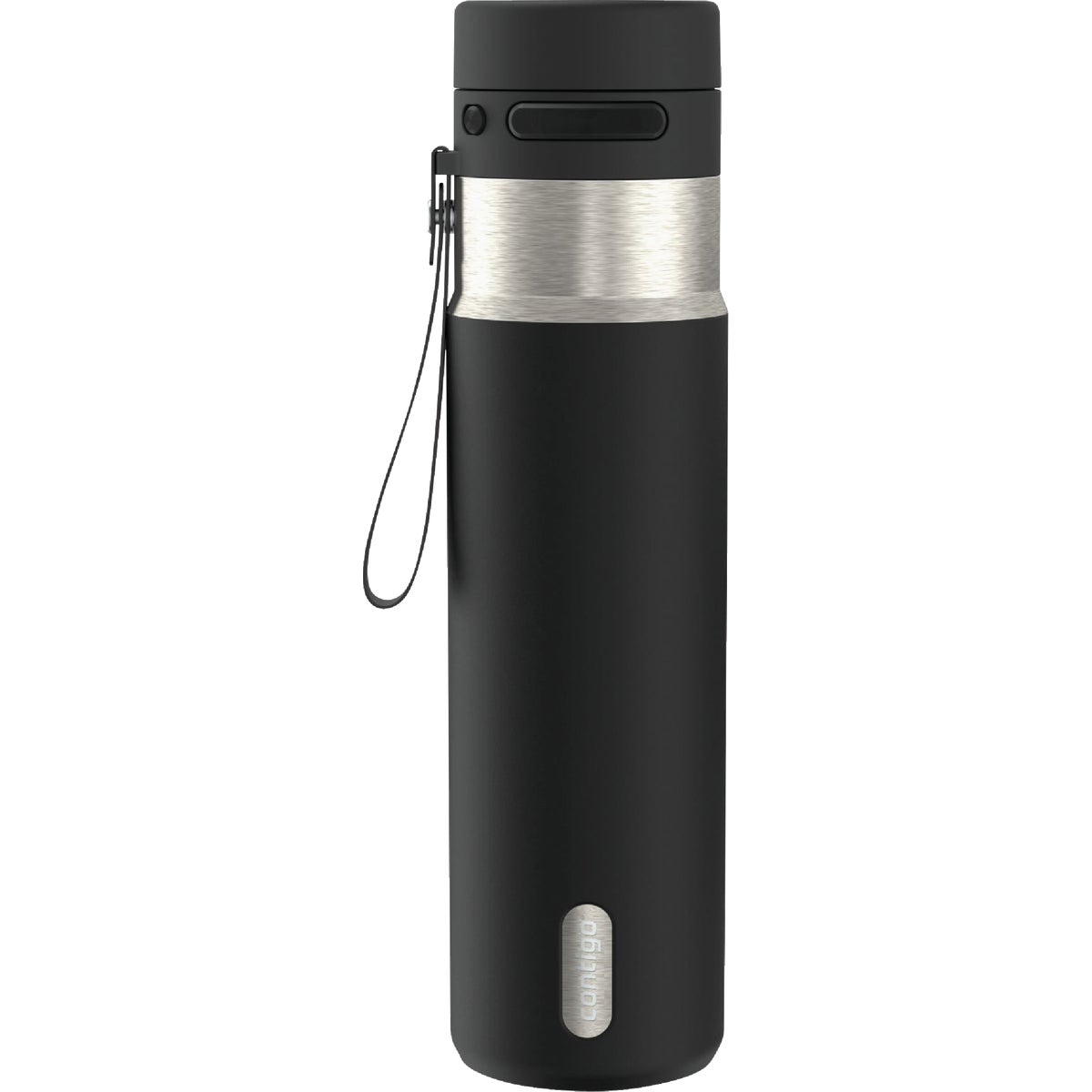 Contigo AutoPop 24 Oz. Leakproof Insulated Stainless Steel Water Bottle with Carry Strap and Shaker Ball, Black