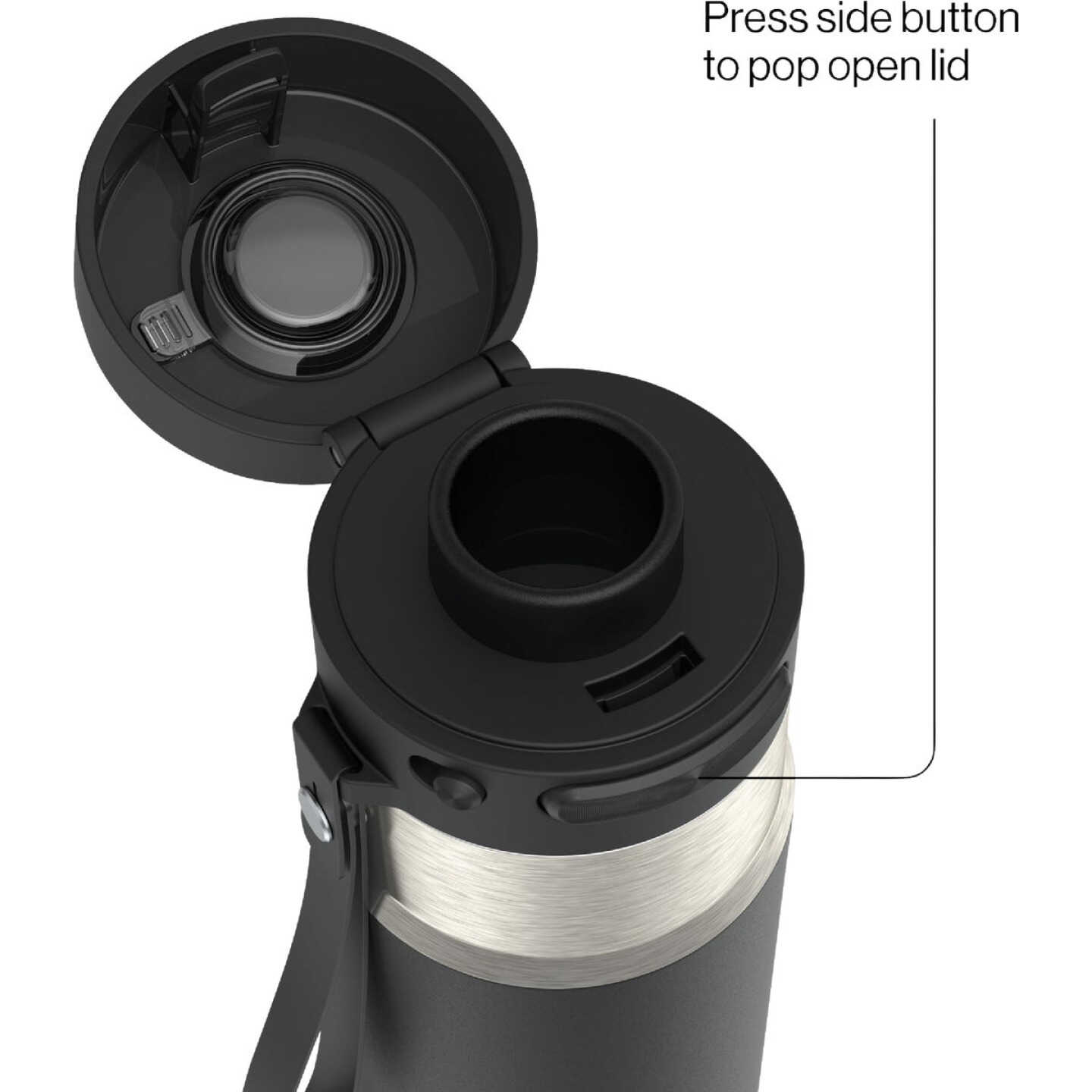 Contigo AutoPop 24 Oz. Leakproof Insulated Stainless Steel Water Bottle with Carry Strap and Shaker Ball, Black Image 2