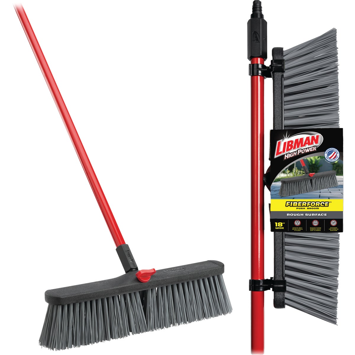 Libman 18 In. x 64 In. Steel Handle Rough Surface Push Broom