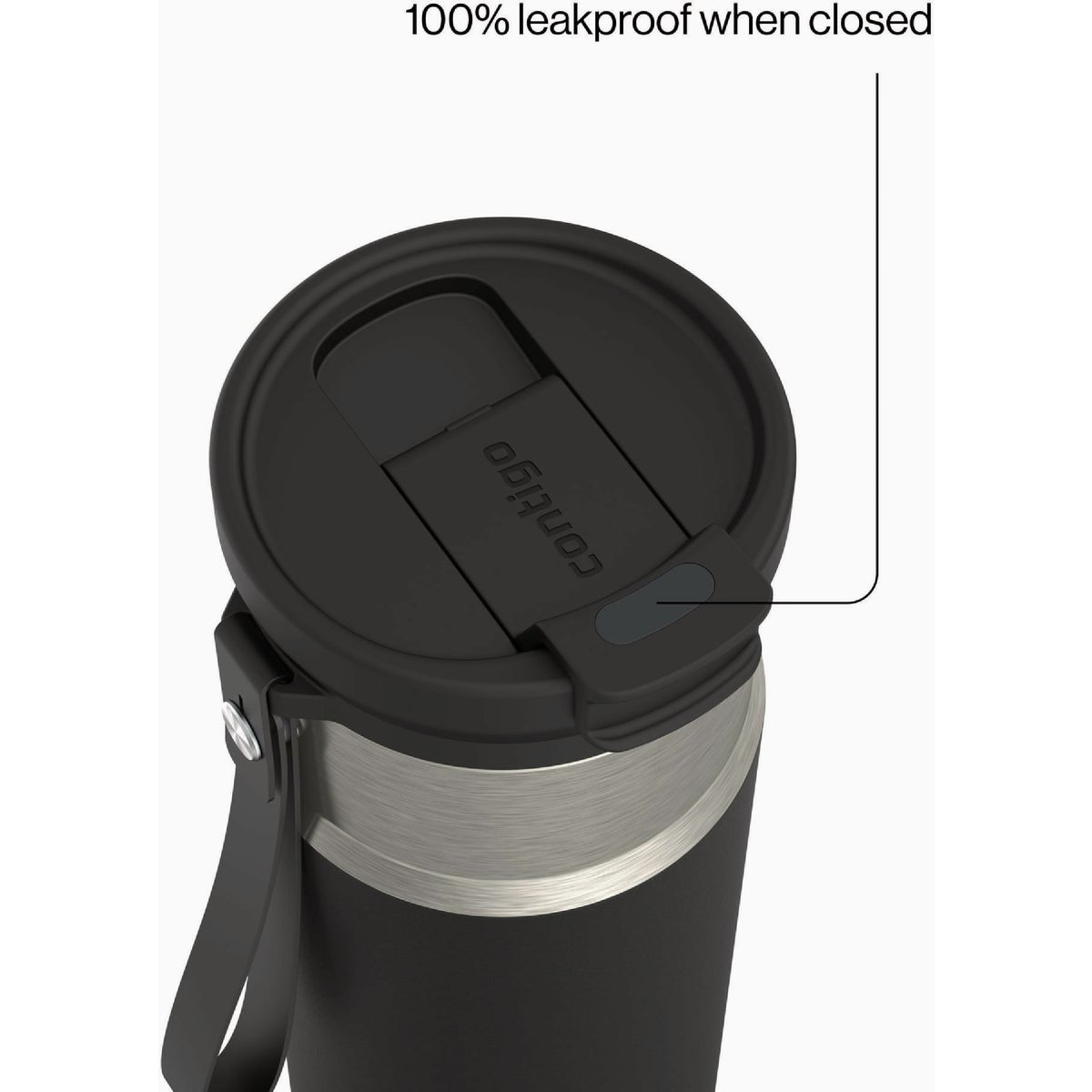 Contigo DualSip 20 Oz. Leakproof Insulated Water Bottle with 2-Way Lid, Black Image 2