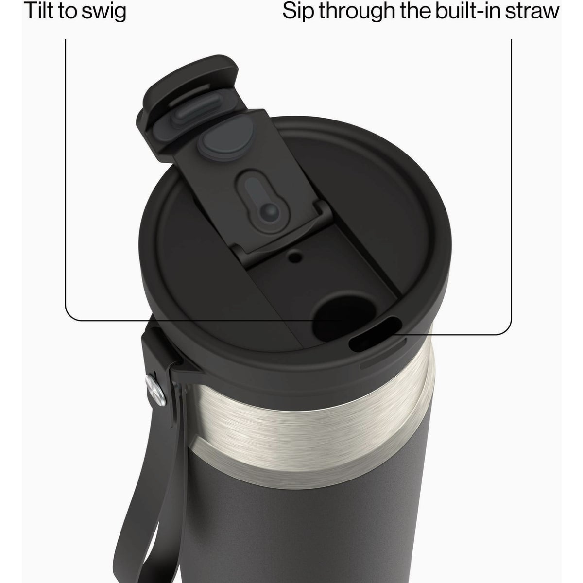 Contigo DualSip 20 Oz. Leakproof Insulated Water Bottle with 2-Way Lid, Black Image 4