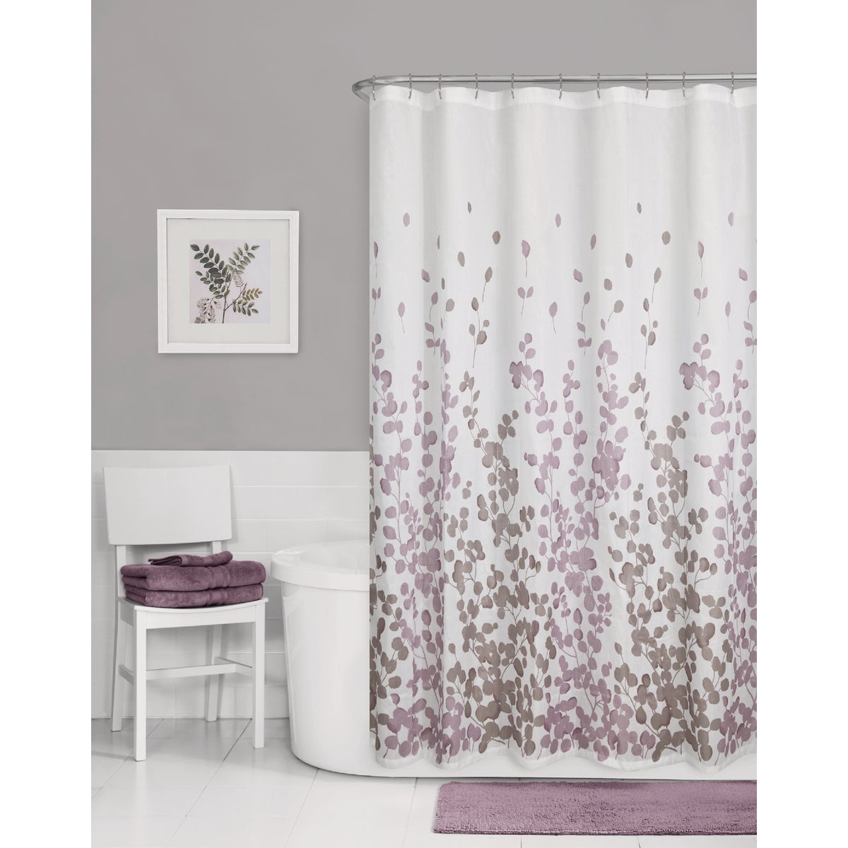 Zenna Home 70 In. x 72 In. Sylvia Purple Polyester Shower Curtain Image 2
