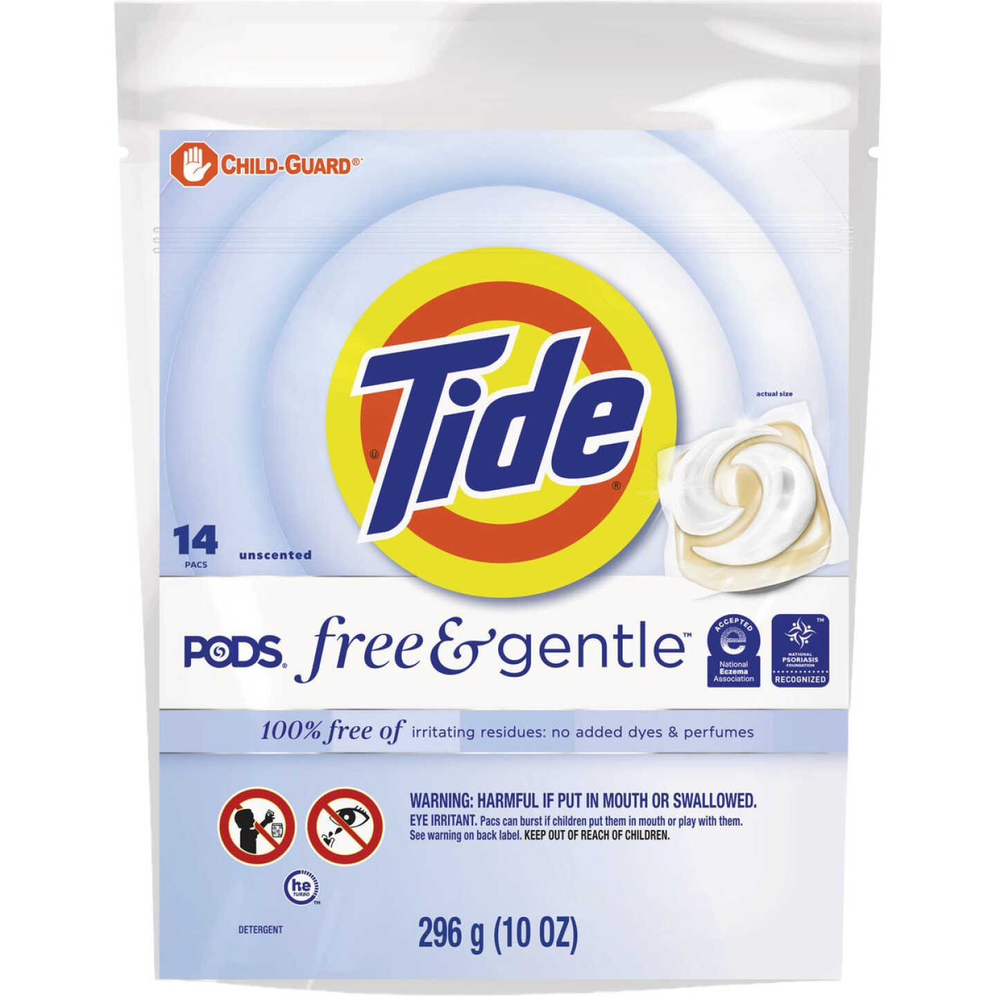 Tide Pods Free & Gentle Unscented Liquid Laundry Detergent Soap Pacs (14-Count) Image 1