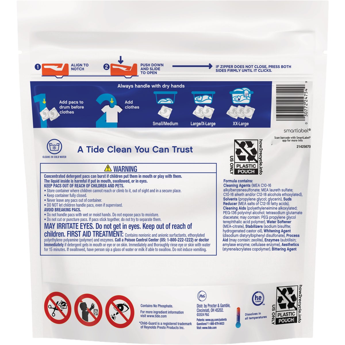 Tide Pods Free & Gentle Unscented Liquid Laundry Detergent Soap Pacs (14-Count) Image 5