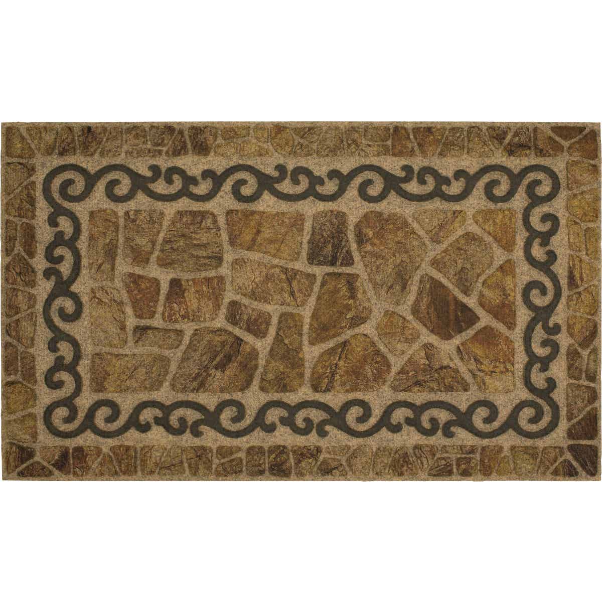 Mohawk 18 In. x 30 In. Brown Scroll & Stone Recycled Rubber Mat