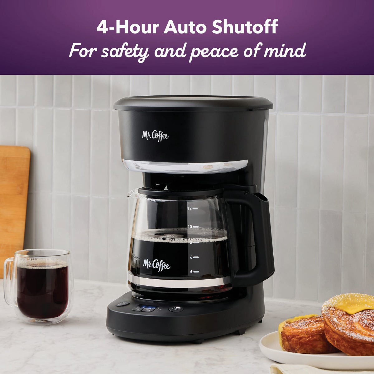 Mr. Coffee Programmable Coffee Maker, 12-Cup Coffee Maker, Black Image 4