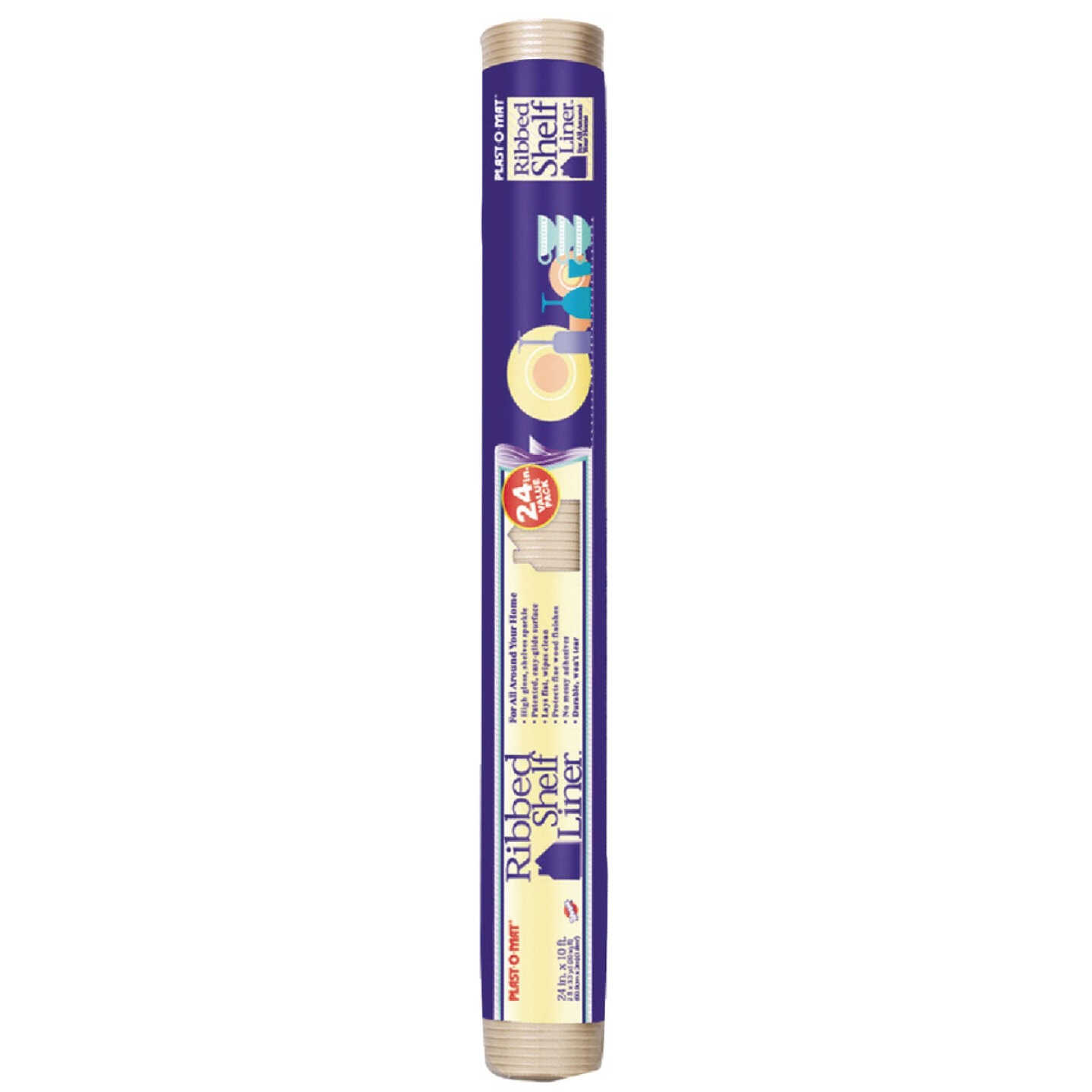 Warp's Plast-O-Mat 24 In. x 10 Ft. Clear Ribbed Non-Adhesive Shelf Liner Image 1