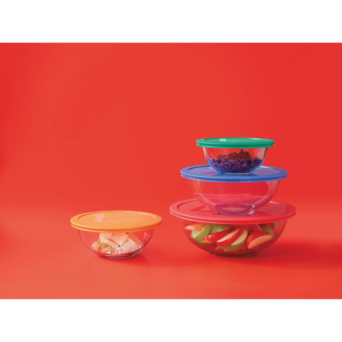 Pyrex Smart Essentials Covered Glass Pyrex Bowl Set (8-Piece) Image 3