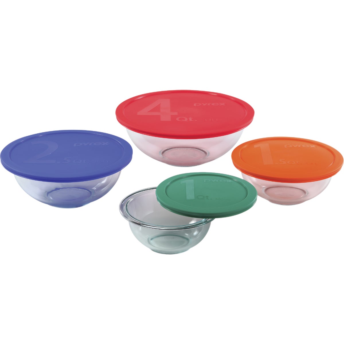 Pyrex Smart Essentials Covered Glass Pyrex Bowl Set (8-Piece)