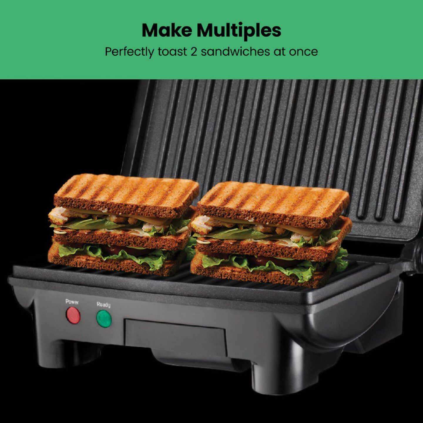 Chefman Electric Panini Press Grill and Gourmet Sandwich Maker (2 Slice) Image 5