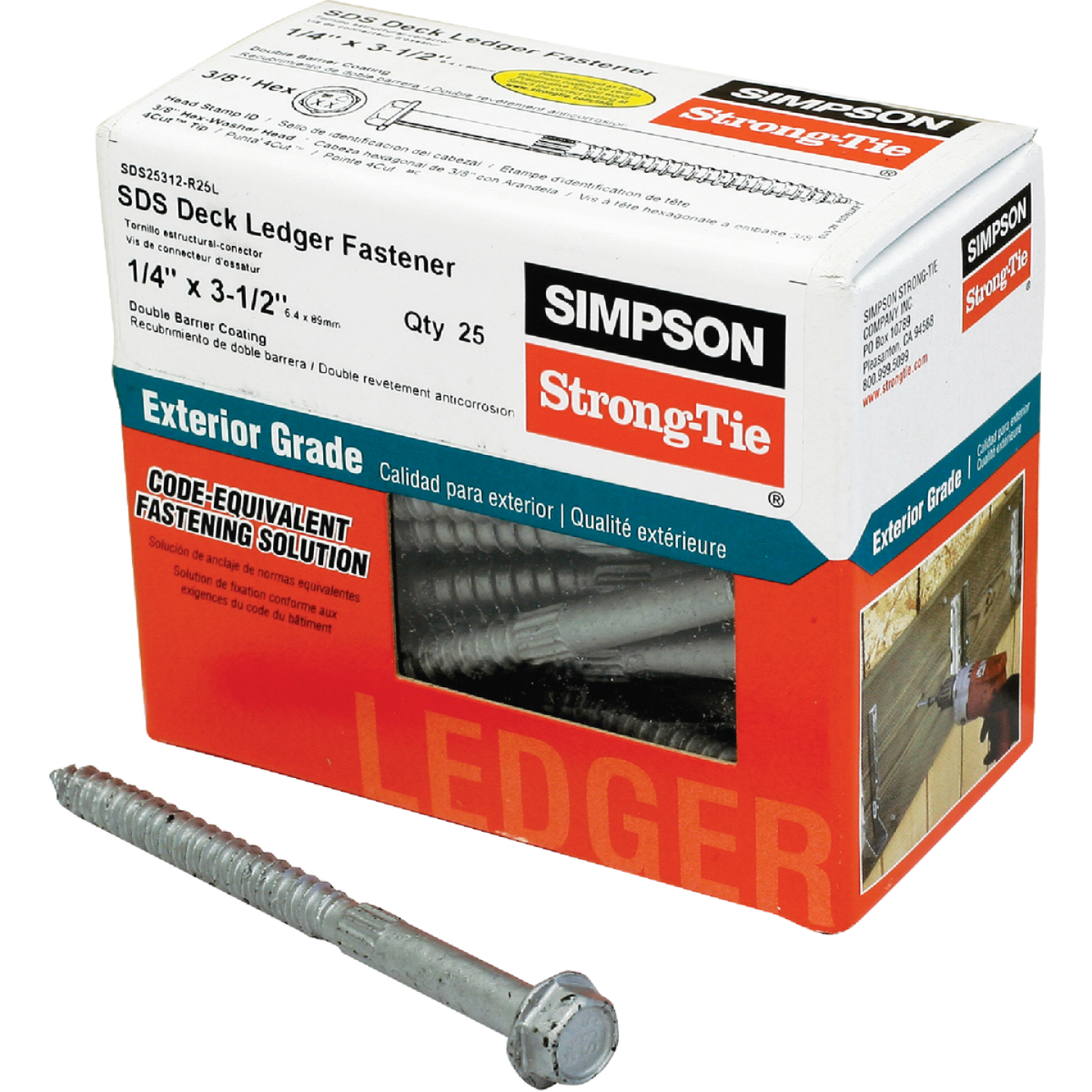 Simpson Strong-Tie Strong-Drive SDS 1/4 In. x 3-1/2 In. Ledger Deck Screw (25-Count) Image 1