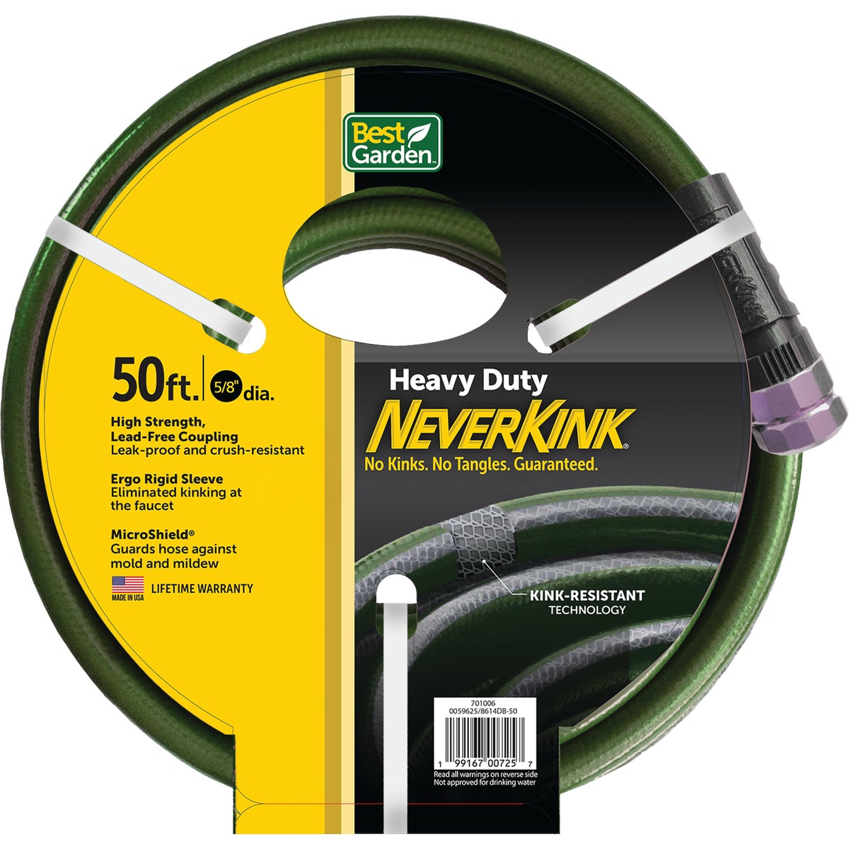 Best Garden NeverKink 5/8 In. Dia. x 50 Ft. Heavy Duty Garden Hose