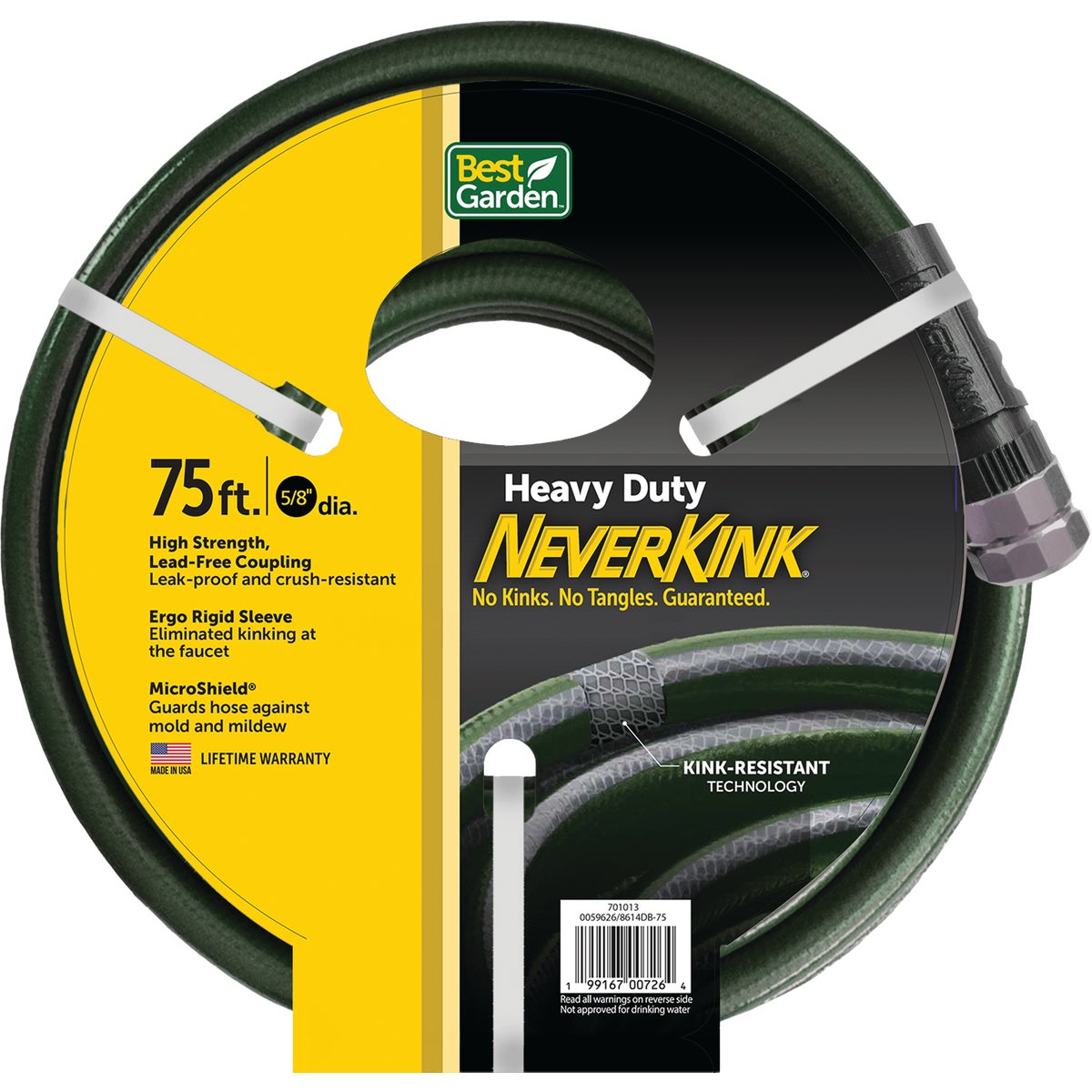 Best Garden NeverKink 5/8 In. Dia. x 75 Ft. Heavy Duty Garden Hose