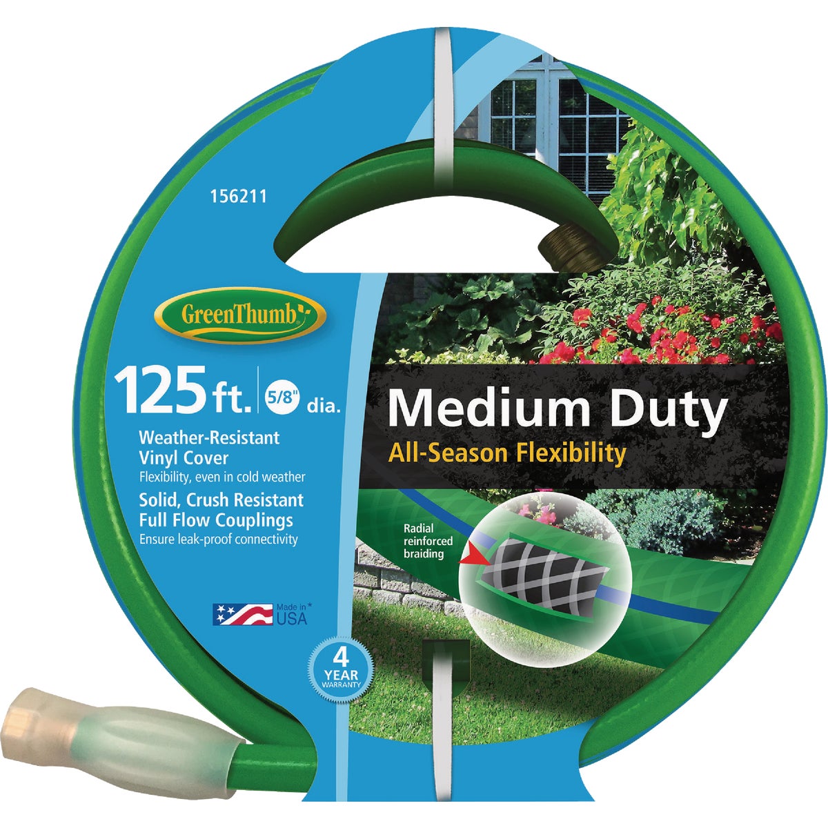 Green Thumb 5/8 In. Dia. x 125 Ft. Medium-Duty Rubber & Vinyl Garden Hose with Guard-N-Grip