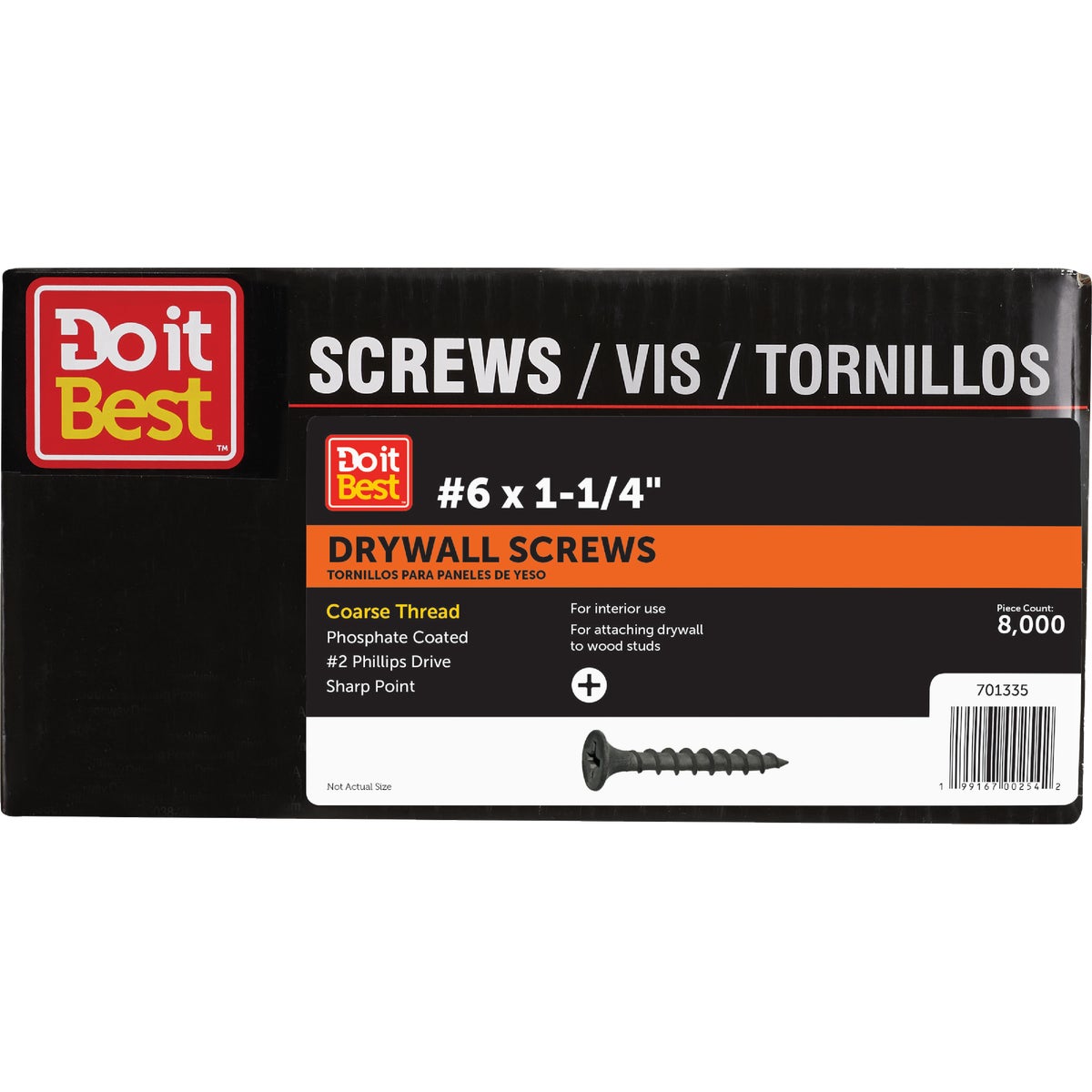 Do it Best #6 x 1-1/4 Coarse Thread Black Phosphate Drywall Screw (8000-Count)