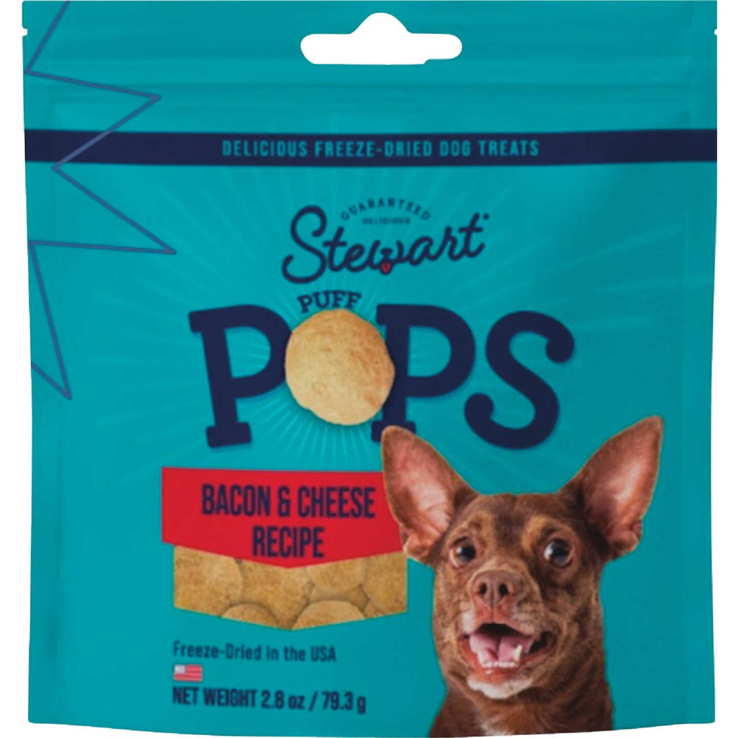 Stewart PuffPops 2.8 Oz. Bacon & Cheese Freeze-Dried Dog Treats Image 1