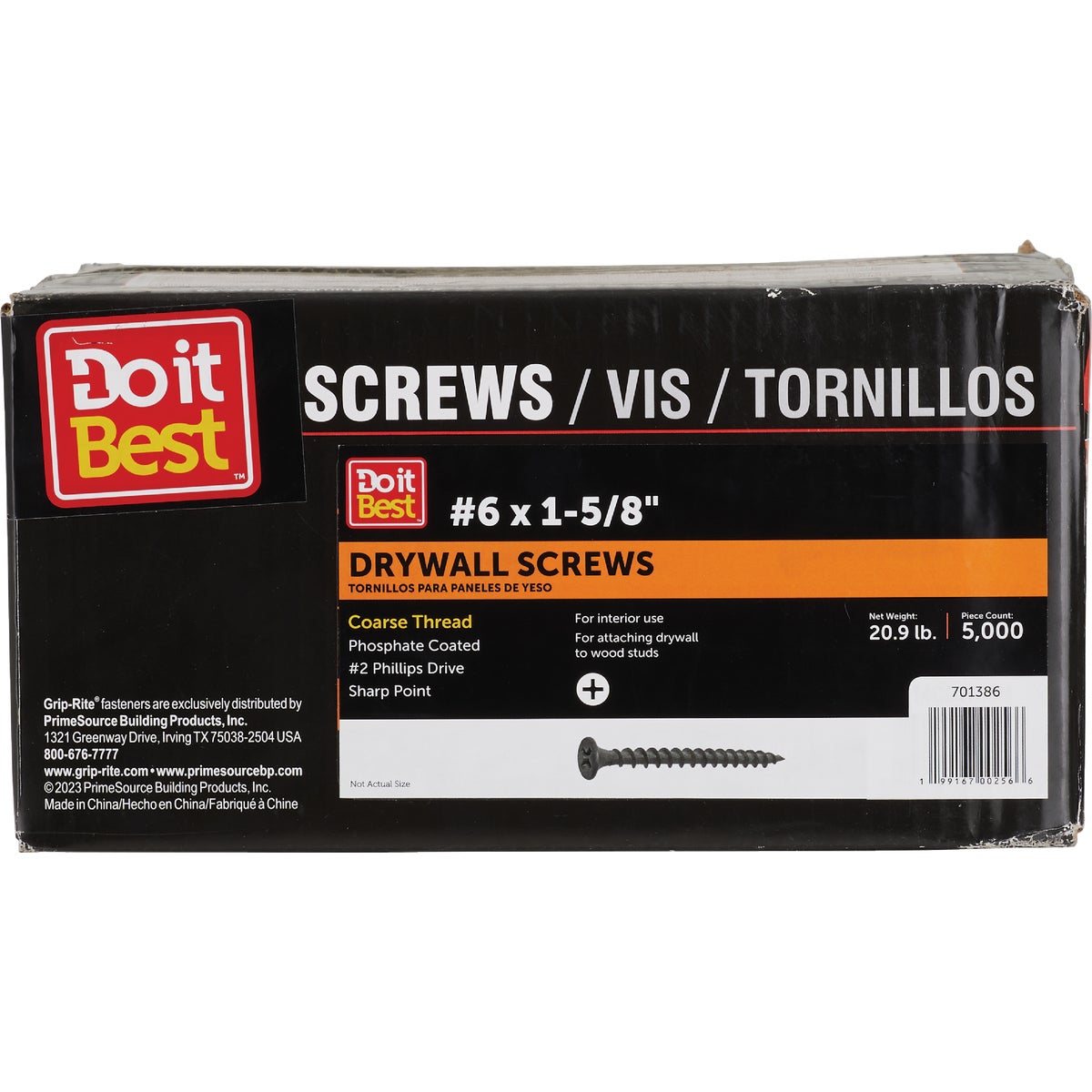 Do it Best #6 x 1-5/8 In. Coarse Thread Black Phosphate Drywall Screw (5000-Count)