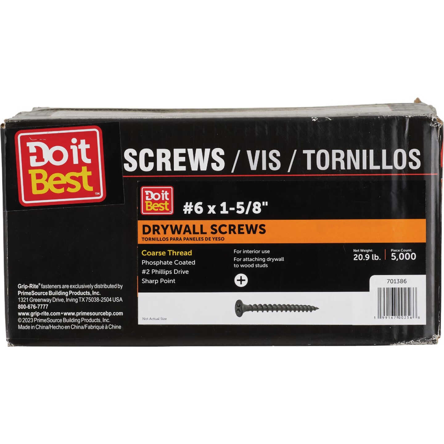 Do it Best #6 x 1-5/8 In. Coarse Thread Black Phosphate Drywall Screw (5000-Count) Image 1