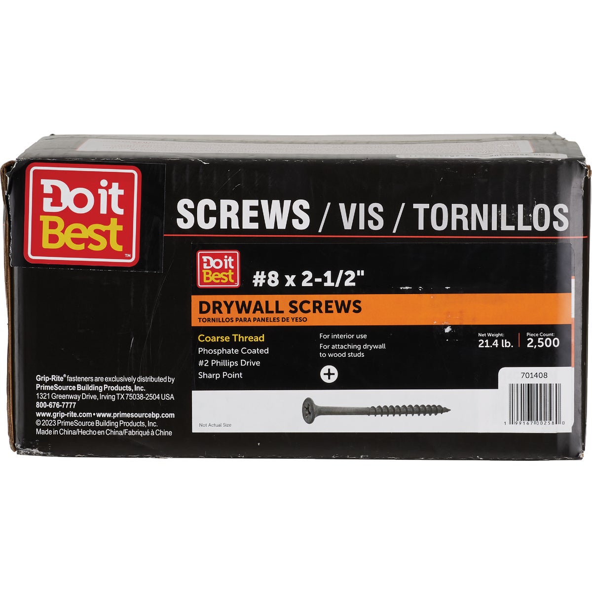 Do it Best #8 x 2-1/2 Coarse Thread Black Phosphate Drywall Screw (2500-Count)