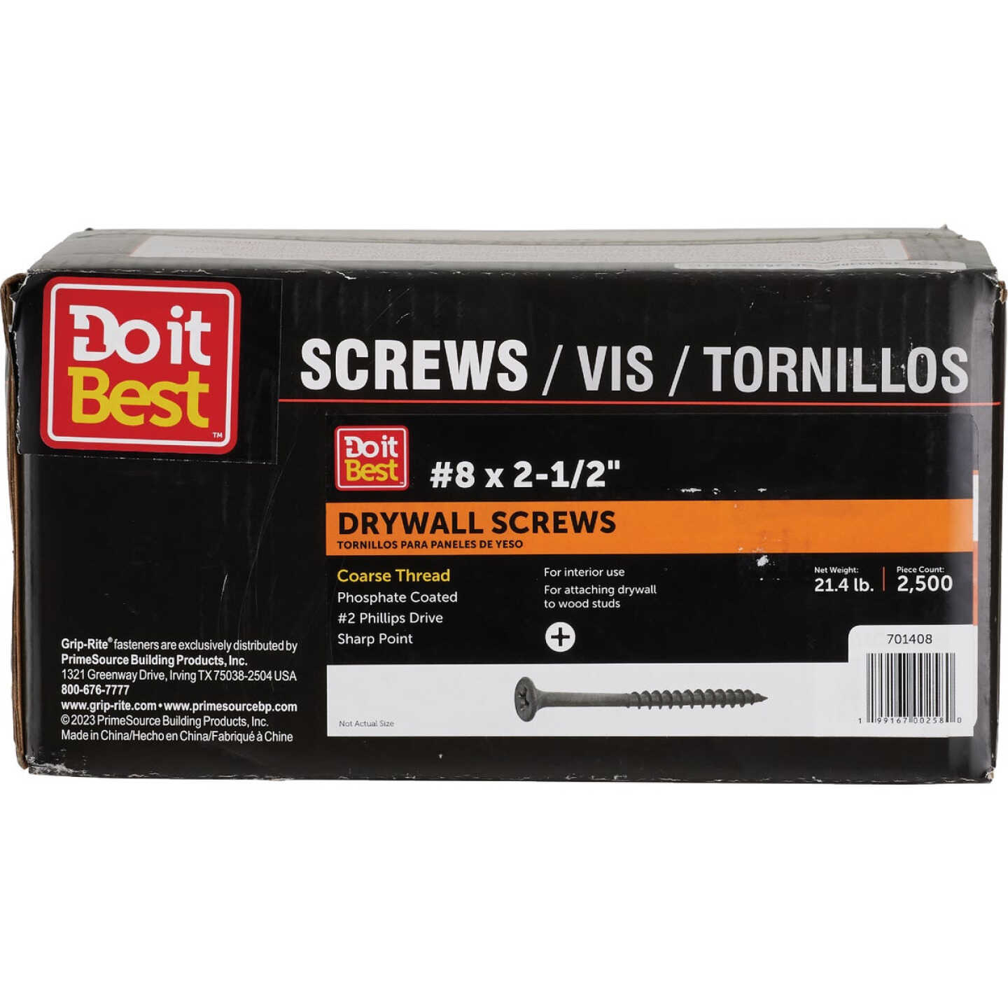 Do it Best #8 x 2-1/2 Coarse Thread Black Phosphate Drywall Screw (2500-Count) Image 1