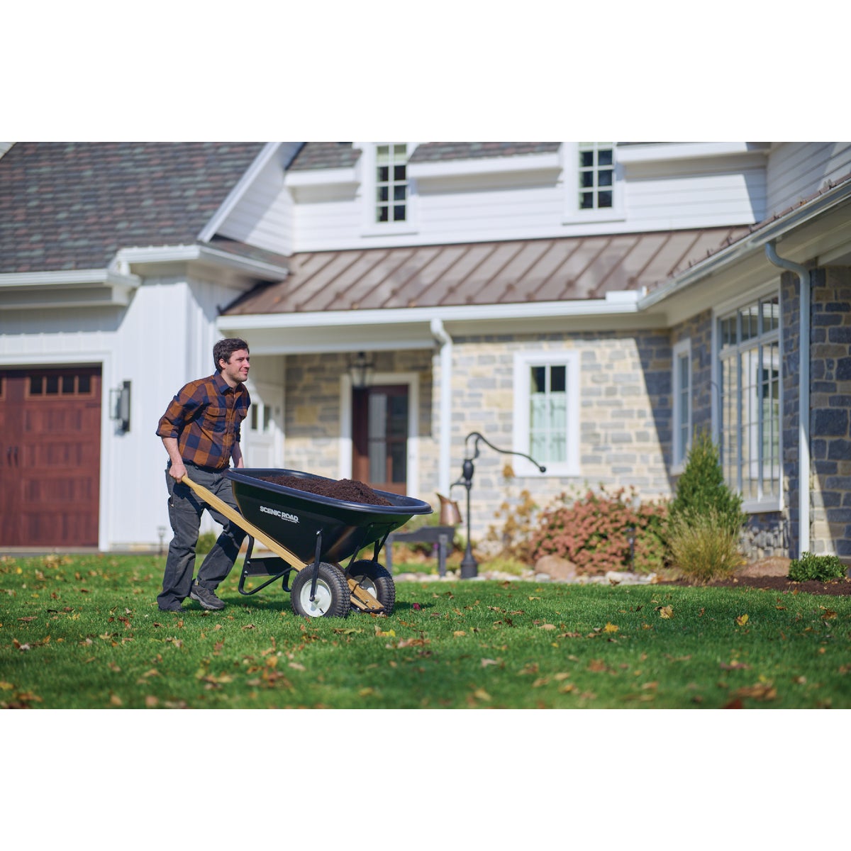 Scenic Road 8 Cu. Ft. Dual-Wheel Heavy Duty High-Density Poly Wheelbarrow Image 2