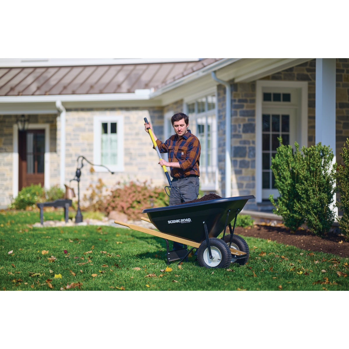 Scenic Road 8 Cu. Ft. Dual-Wheel Heavy Duty High-Density Poly Wheelbarrow Image 3