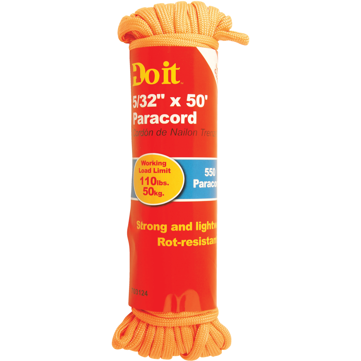 Do it Best 550 5/32 In. x 50 Ft. Orange Nylon Paracord