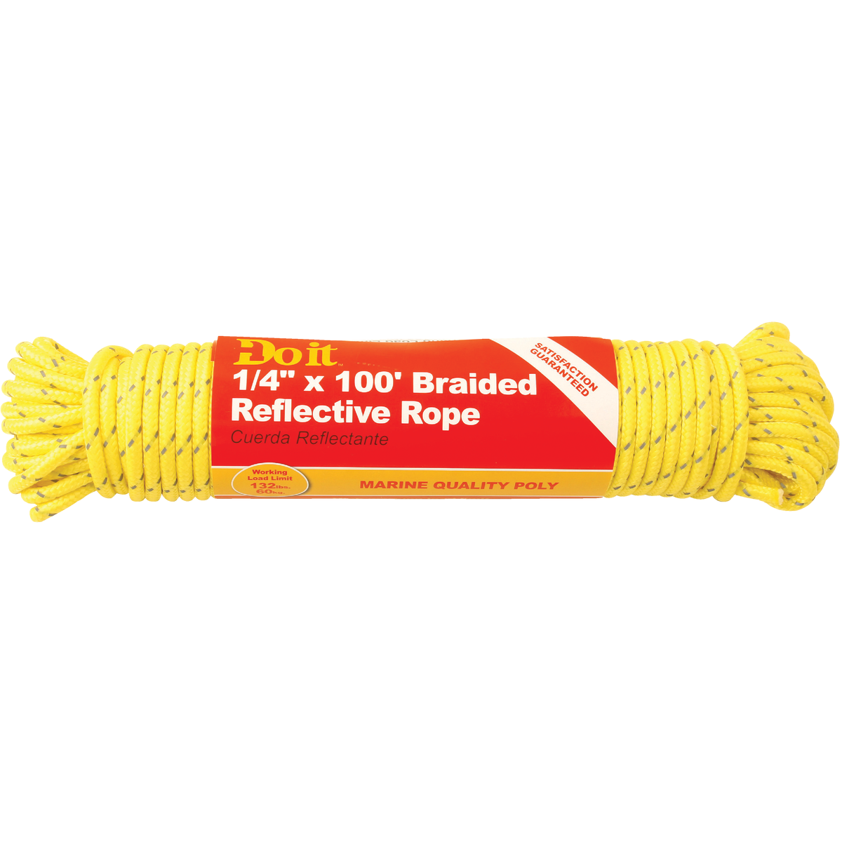 Do it Best 1/4 In. x 100 Ft. Yellow Braided Reflective Polypropylene Packaged Rope