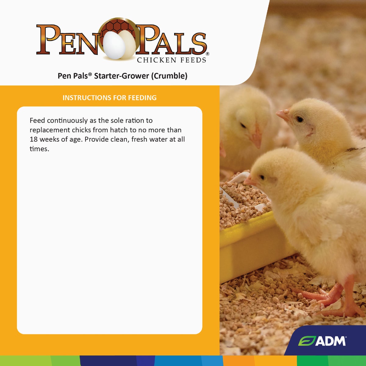 ADM Pen Pals 50 Lb. Medicated Chicken Starter/Grower Chicken Feed Image 2