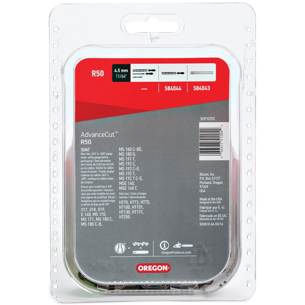 Oregon AdvanceCut 14 In. 50-Link 0.043 In. ga Chainsaw Chain Image 7