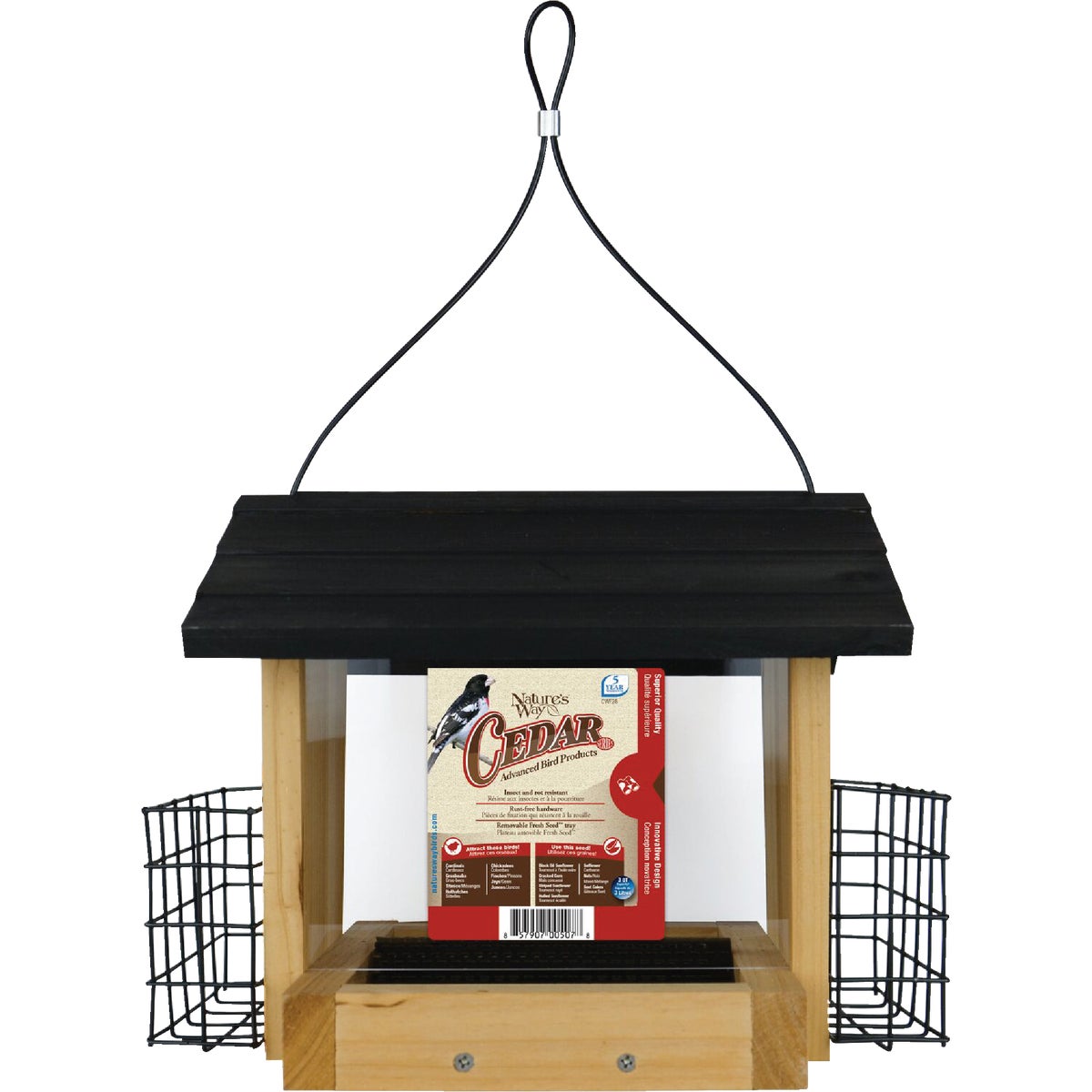Nature's Way 3 Qt. Natural Cedar Hopper Feeder with Suet Cages Image 2