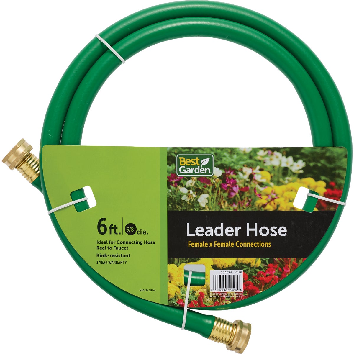 Best Garden 5/8 In. Dia. x 6 Ft. L. Leader Hose with Female Couplings