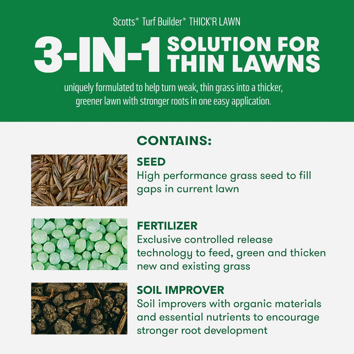 Scotts Turf Builder Thick'R Lawn 12 Lb. 1200 Sq. Ft. Sun & Shade Grass Seed, Fertilizer, and Soil Improver Combination Image 2