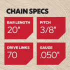 Oregon AdvanceCut 20 In. 70-Link Chainsaw Chain Image 3
