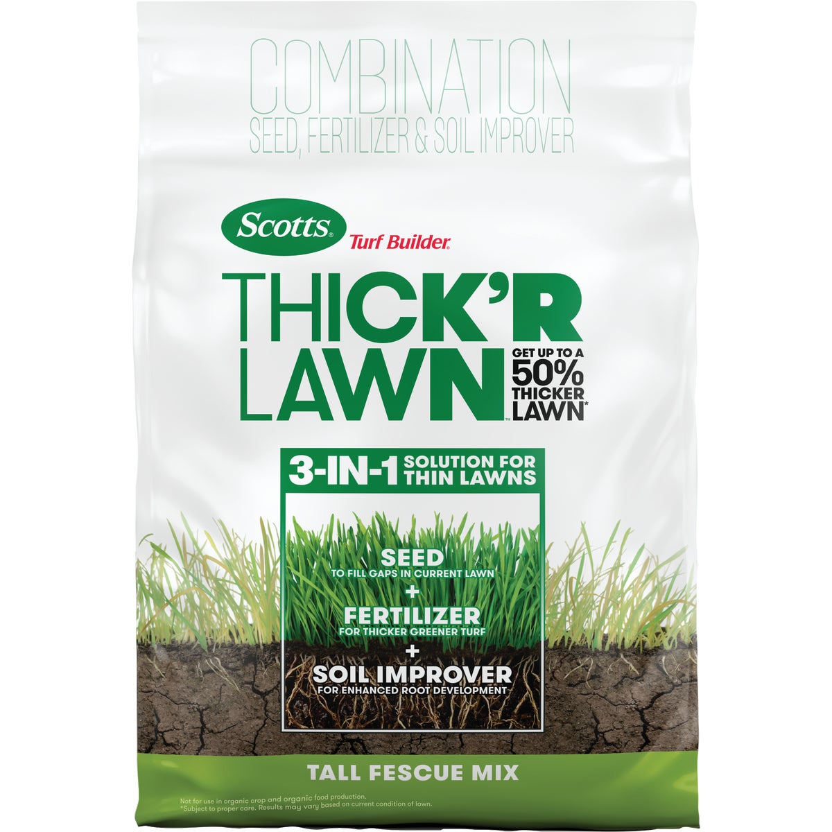 Scotts Turf Builder Thick'R Lawn 40 Lb. 4000 Sq. Ft. Tall Fescue Mix Grass Seed, Fertilizer, and Soil Improver Combination