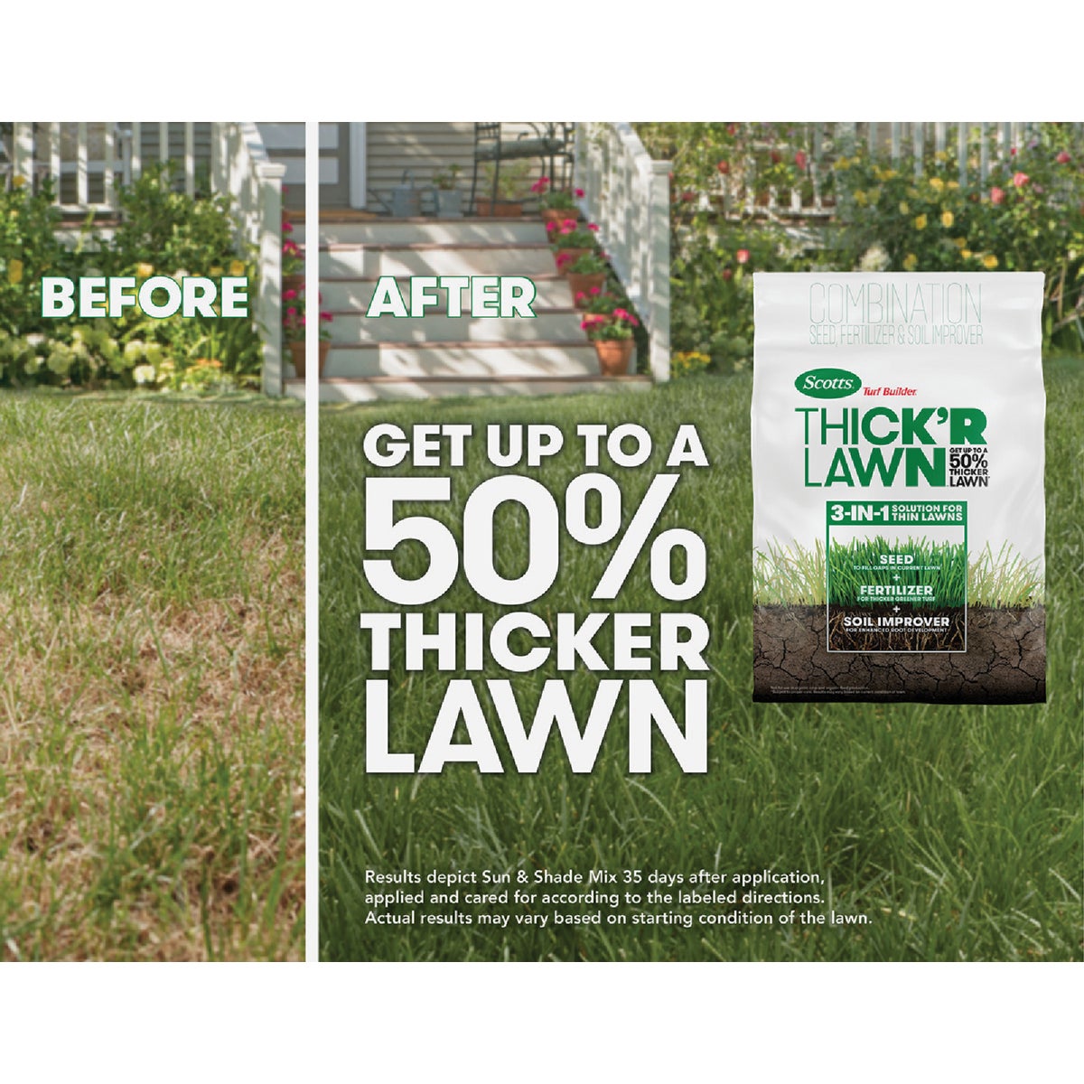 Scotts Turf Builder Thick'R Lawn 40 Lb. 4000 Sq. Ft. Tall Fescue Mix Grass Seed, Fertilizer, and Soil Improver Combination Image 5