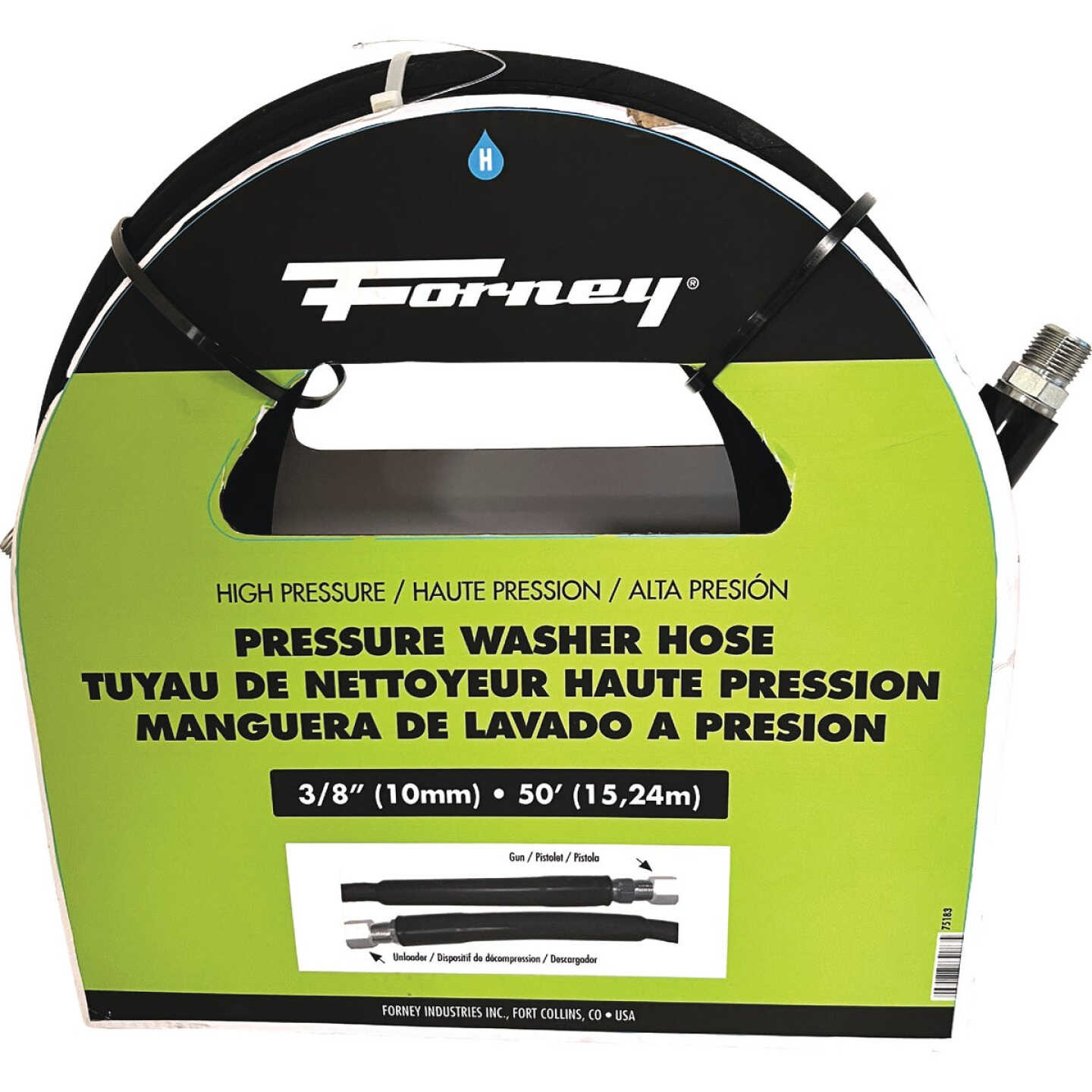 Forney 3/8 In. x 50 Ft. 4000 psi Male Pressure Washer Hose Image 2