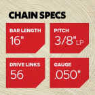 Oregon AdvanceCut 16 In. 56 Drive Links Reversible Bar & S56 Chain Replacement Combo Image 2