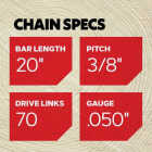 Oregon AdvanceCut 20 In. 70 Drive Links Bar & D70 Chain Replacement Combo Image 2