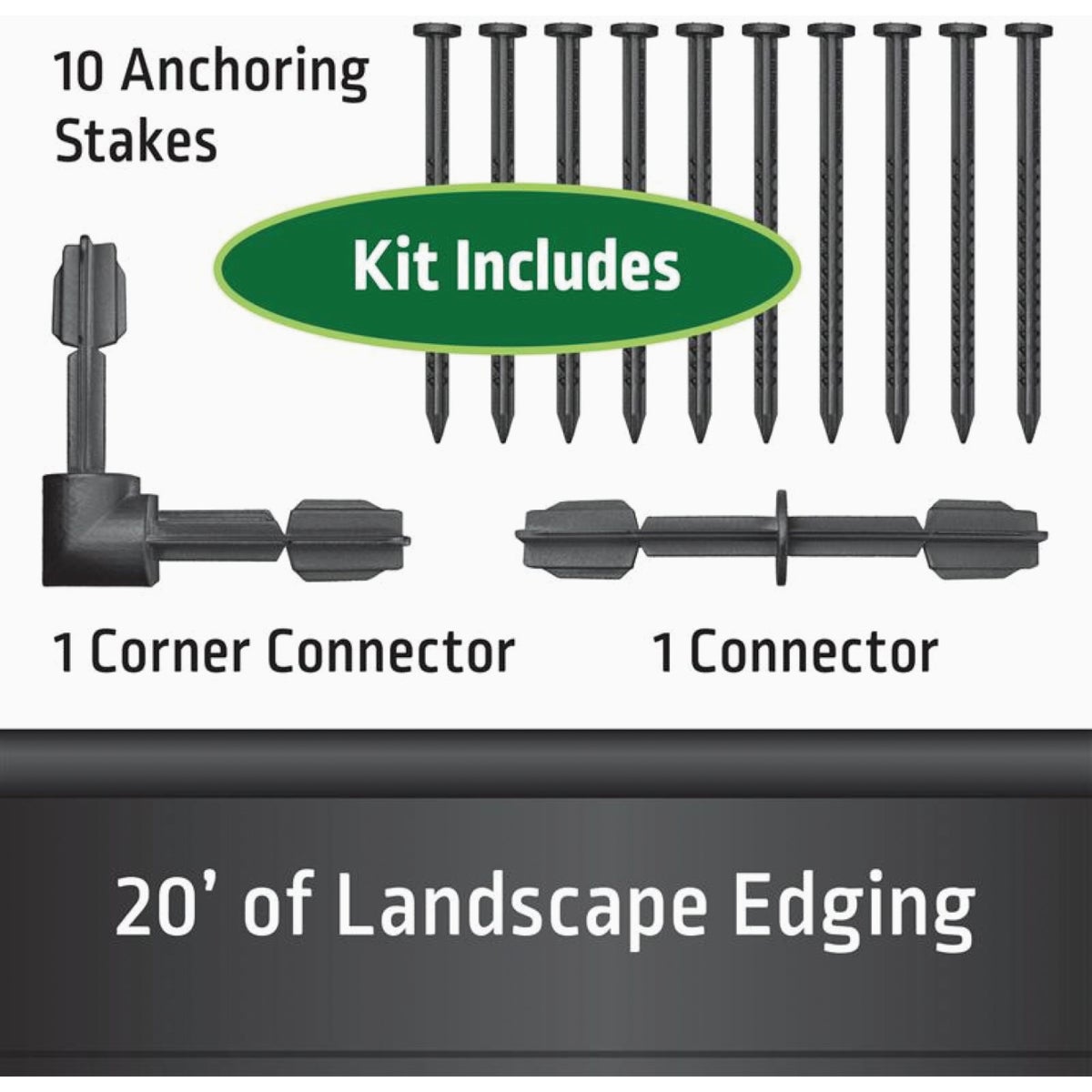 Master Mark Plus 4.5 In. x 20 Ft. Black Plastic Landscape Edging Kit with YardPack Image 4