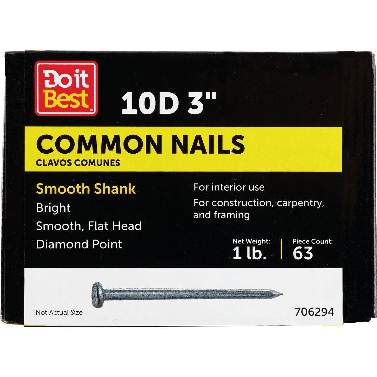 Do it 10d x 3 In. 9 ga Bright Common Nails (66-Count, 1 Lb.)