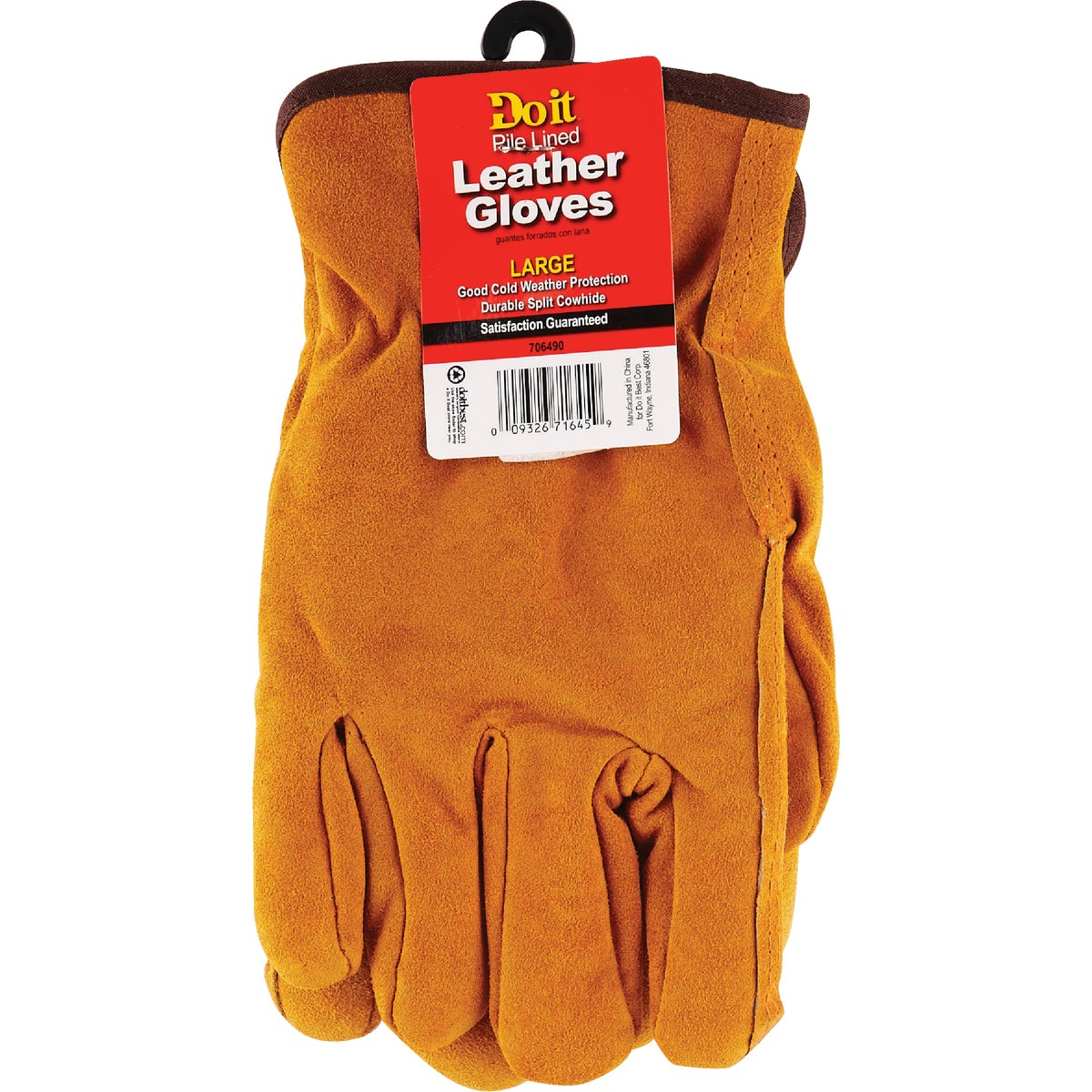 Do it Men's Large Lined Leather Winter Work Glove Image 2