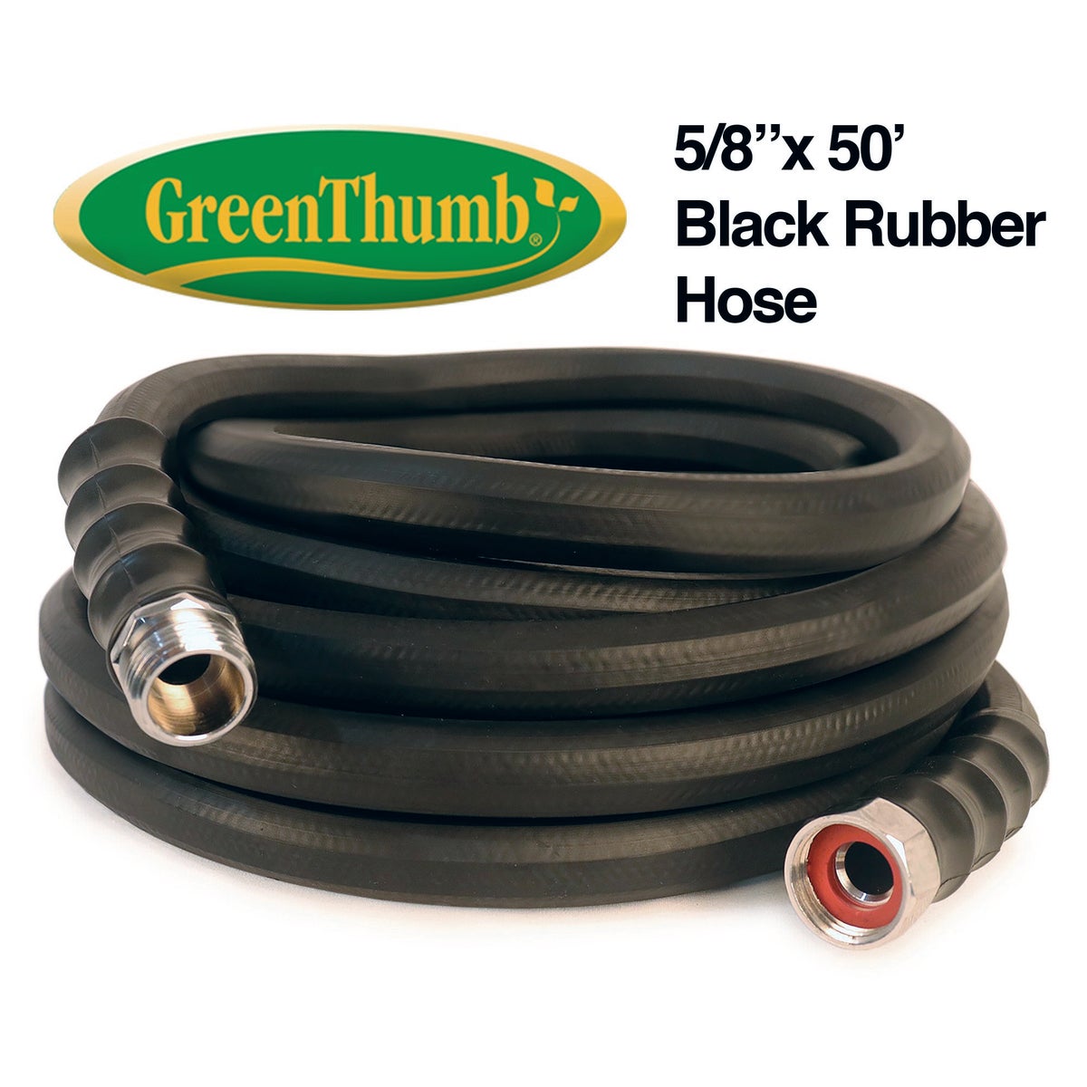 Green Thumb 5/8 In. Dia. x 50 Ft. Black Rubber Hot Water Garden Hose