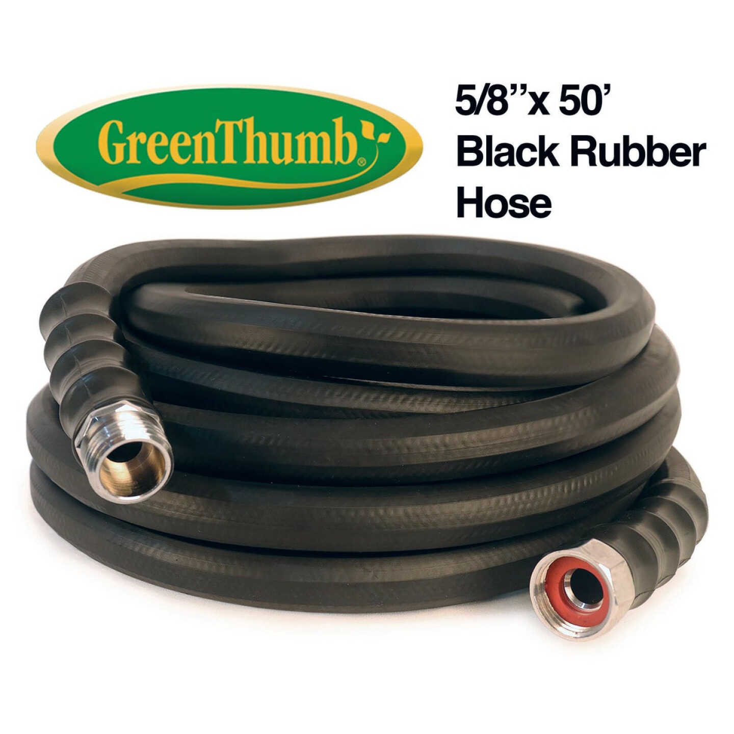 Green Thumb 5/8 In. Dia. x 50 Ft. Black Rubber Hot Water Garden Hose Image 1
