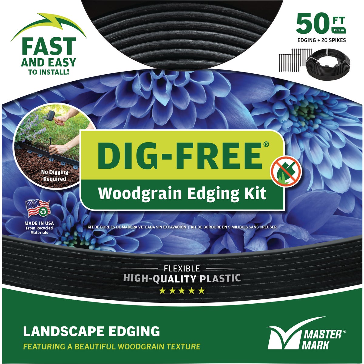 Master Mark Dig-Free 1.5 In. H. x 50 Ft. L. Black Recycled Plastic Landscape Edging Image 6
