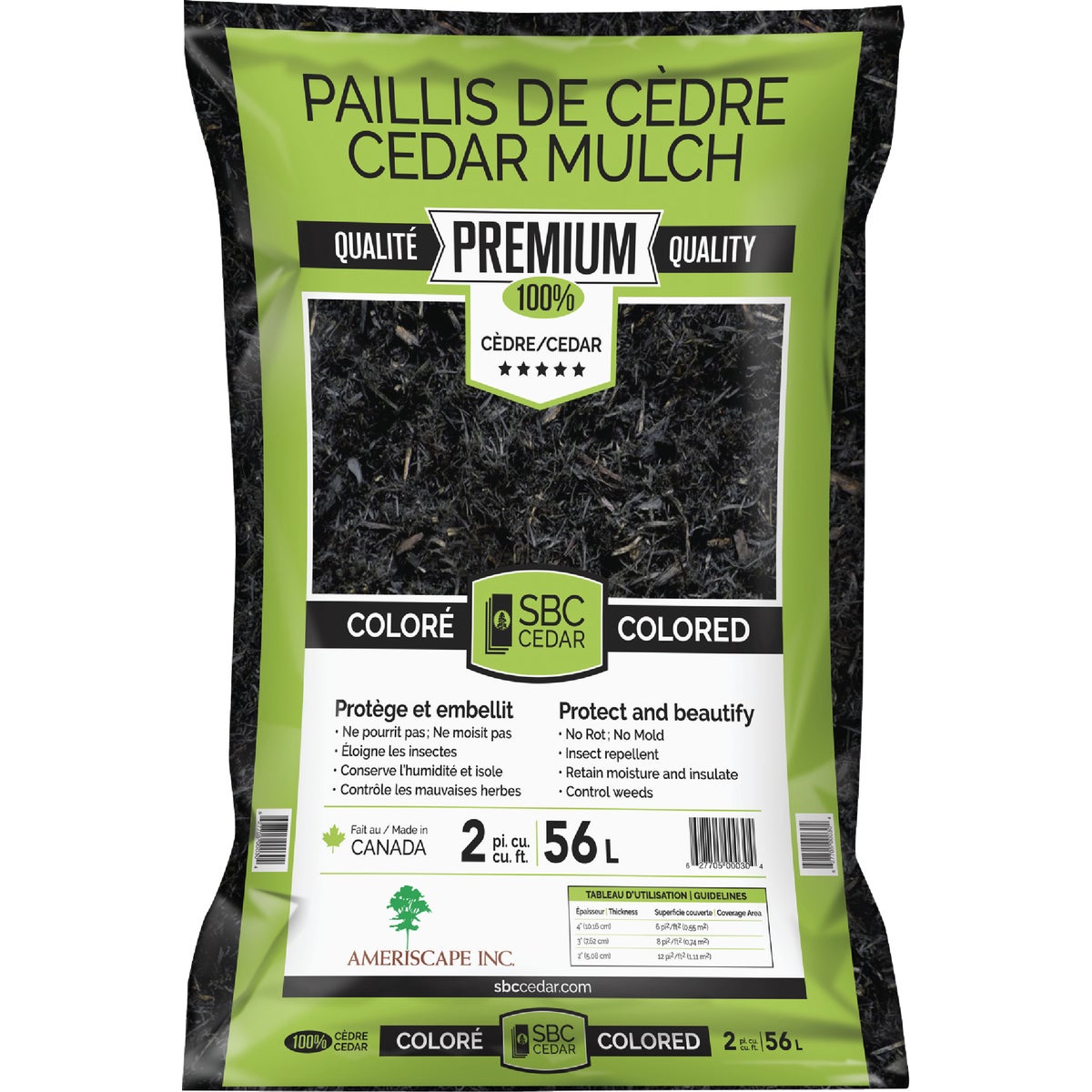 SBC 2 Cu. Ft. Dyed Black 100% Pure Cedar Mulch