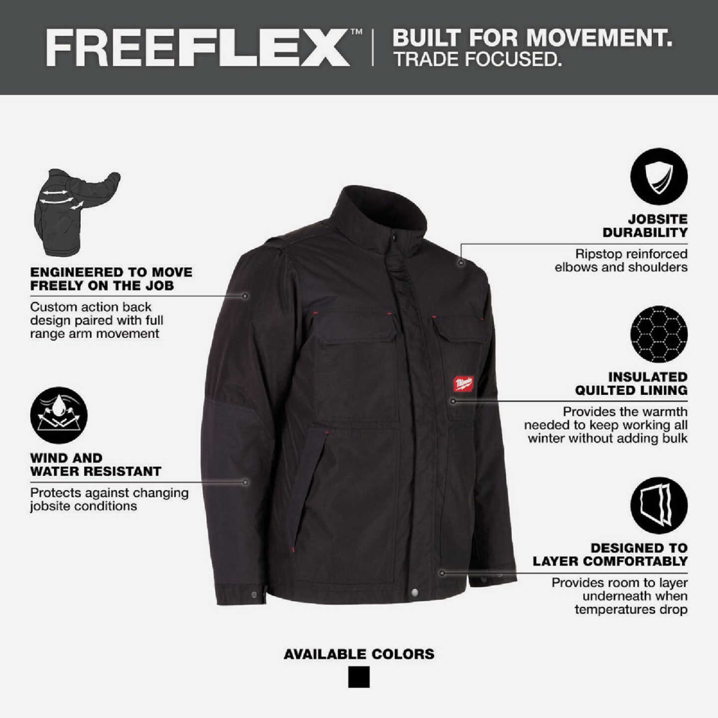 Milwaukee FREEFLEX Men's 2XL Black Insulated Jacket Image 2