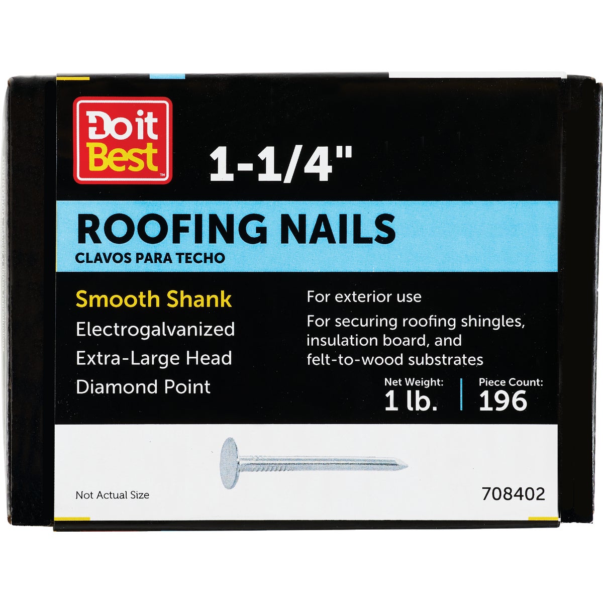 Do it 1-1/4 In. 11 ga Electrogalvanized Roofing Nails (218-Count, 1 Lb.)